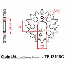 звезда передняя (ведущая) jtf1310 для мотоцикла, стальная c само