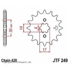 Звезда передняя (ведущая) JTF249 для мотоцикла, стальная