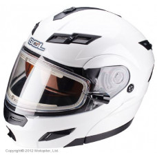 снегоходный шлем модуляр с электро-стеклом sm-1 solid pearl whit