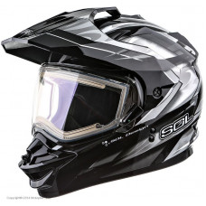 снегоходный шлем  с электро-стеклом ss-1 edge черно-серебристый.